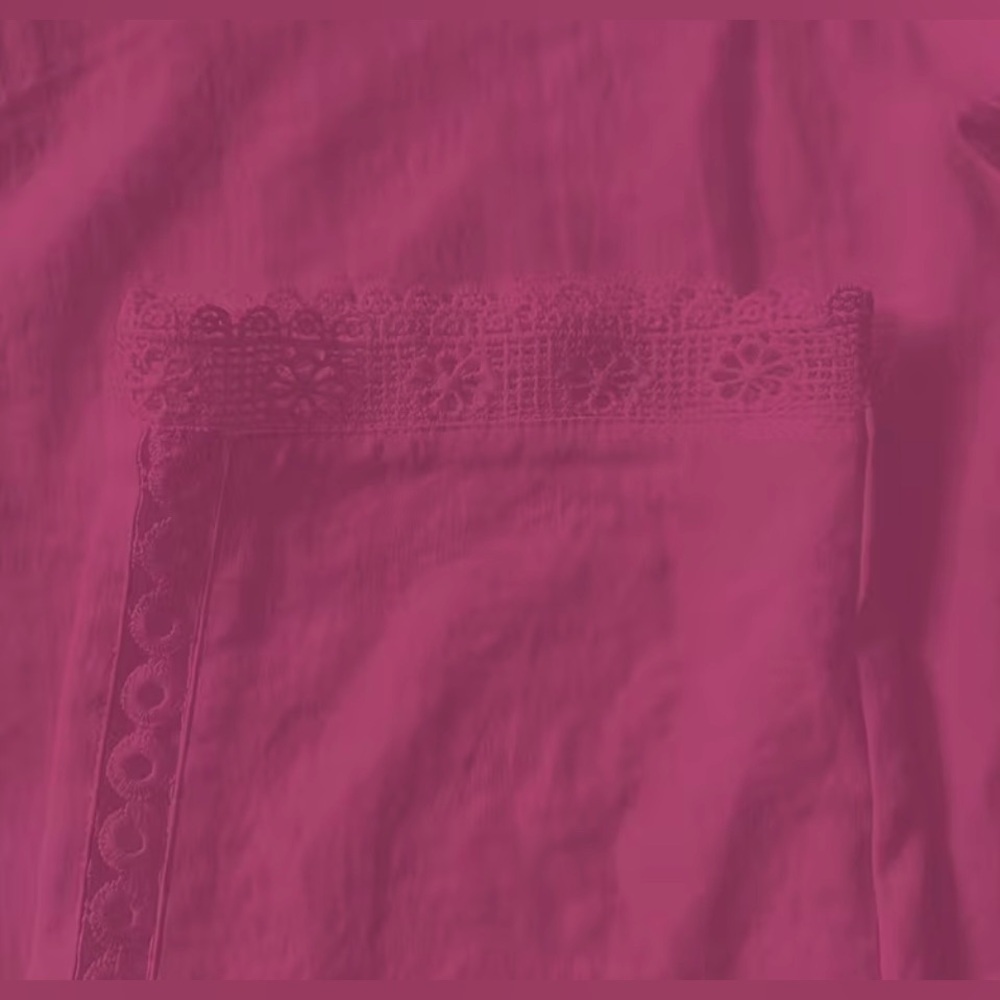 Cherry Pink Cropped Pants | Lace Detail | Elastic Waist & Pockets | M | NWT - Picture 4 of 8